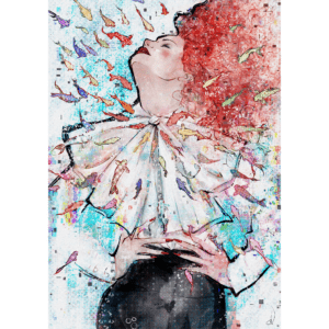 Fantasievolle Fashionillustration zum Thema "Fische"-Horoskop-Sternchzeichen