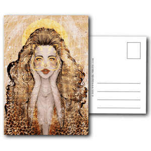 Fashion-Illustration zum Sternzeichen "Löwe" als Postkarte.